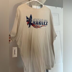 NWT! Hurley Cream Short-Sleeve Tee with Eagle Graphic